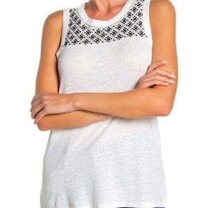 Lucky Brand Geometric Embroidered Yoke Tank Top